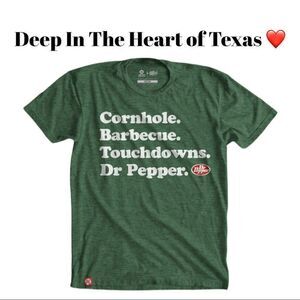 NEW Texas Men's Green Cornhole Barbecue Touchdowns Dr. Pepper Tee T-Shirt XXL